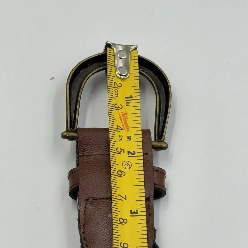 Unbranded Woven Brown Belt Size L Brass Tone Buckle Casual 1 In Wide